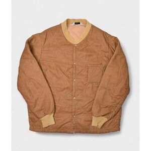 Vintage Quilted Jacket Mens Large Brown Bomber Sears Sportswear Snap Button